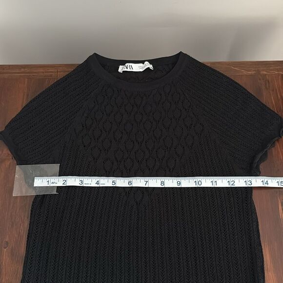 Zara Open Knit Short Sleeve Sweater Size M - Picture 9 of 10